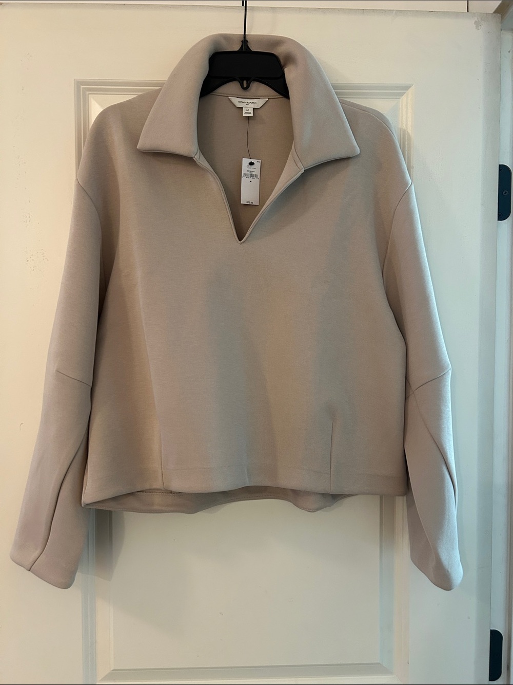 Banana Republic Factory Scuba Popover Sweatshirt Tan M NWT
